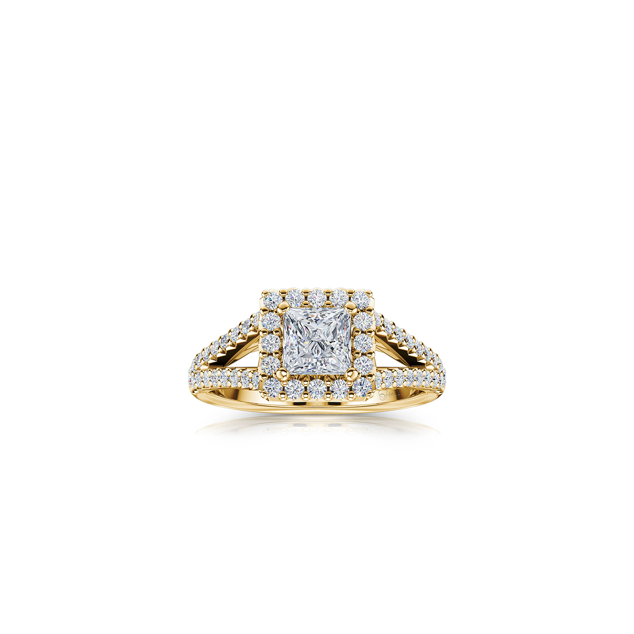The Studio Collection Princess Cut Diamond Halo Split Shank Engagement Ring